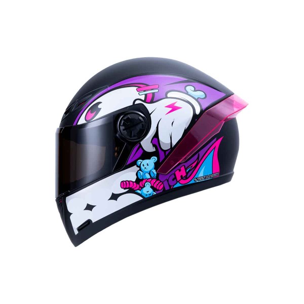 Casco Certificado INT ICH 501 SP Gummy Negro Morado| Visor Humo