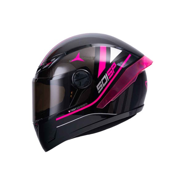 Casco Certificado INT ICH 501 SP Neggaz Negro Brillante Fucsia|Visor Humo