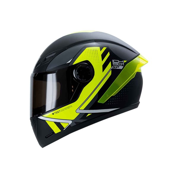 Casco Certificado INT ICH 501 SP Moaca Negro Mate Amarillo Neon