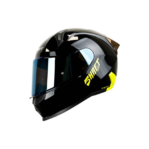 Casco Certificado Shaft 560 Evo Solid Negro Amarillo Neon|Visor IR Azul