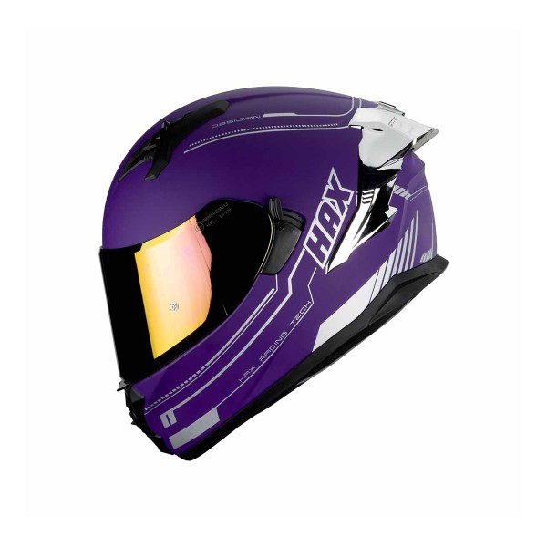 Casco Certificado HAX OBSIDIAN SOLID Morado Plateado