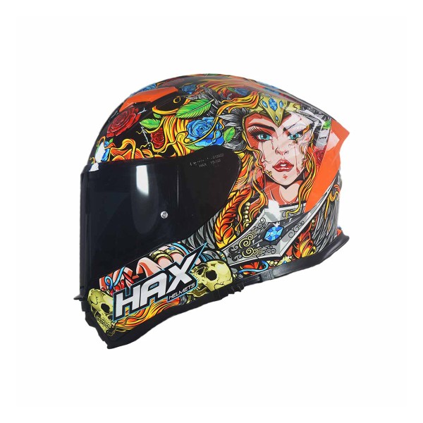 Casco Certificado HAX FORCE VALKYRIE Naranja Gris Brillante