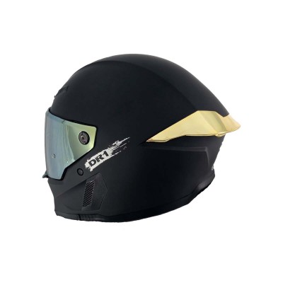 Casco Integral Dr1 K666 Solid Negro Mate Sp Dorado