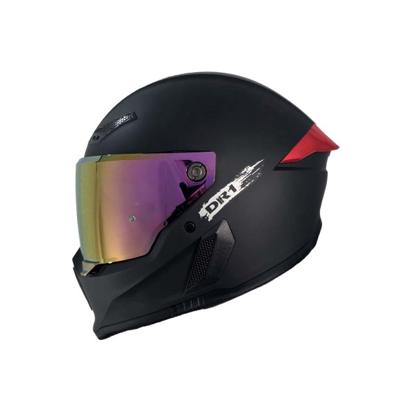 Casco Integral Dr1 K666 Solid Negro Mate Sp Rojo