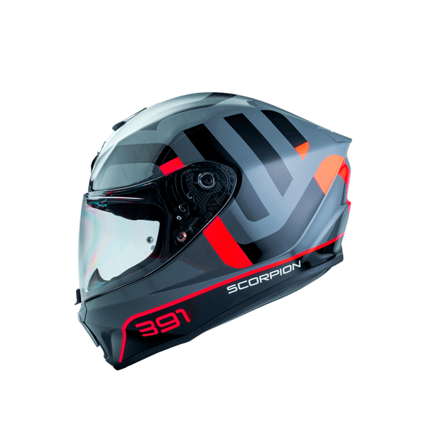 CASCO SCORPION EXO-391 AROK GRIS ROJO NEGRO