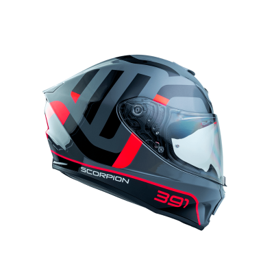 CASCO SCORPION EXO-391 AROK GRIS ROJO NEGRO