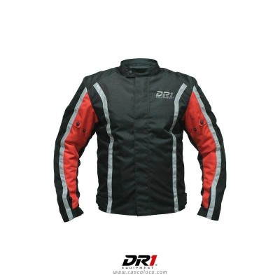 Chaqueta con Protecciones Certificadas DR1 4059 Negro Rojo Moto Proteccion Hombre Motociclista Cascoloco Distriramirez