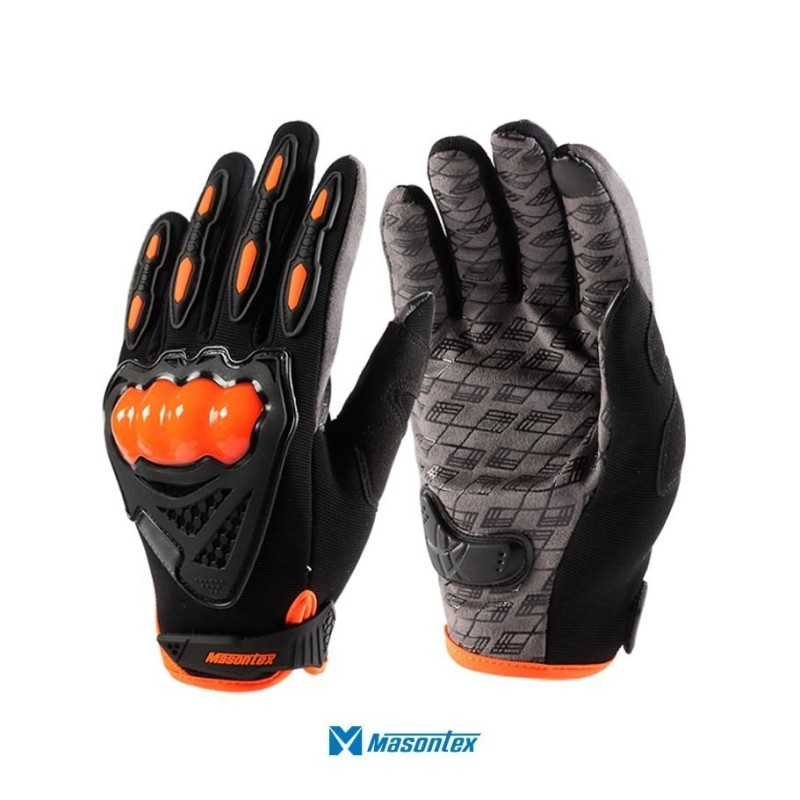 guantes moto proteccion masontex MTO-35 negro naranja hombre motociclista cascoloco distriramirez