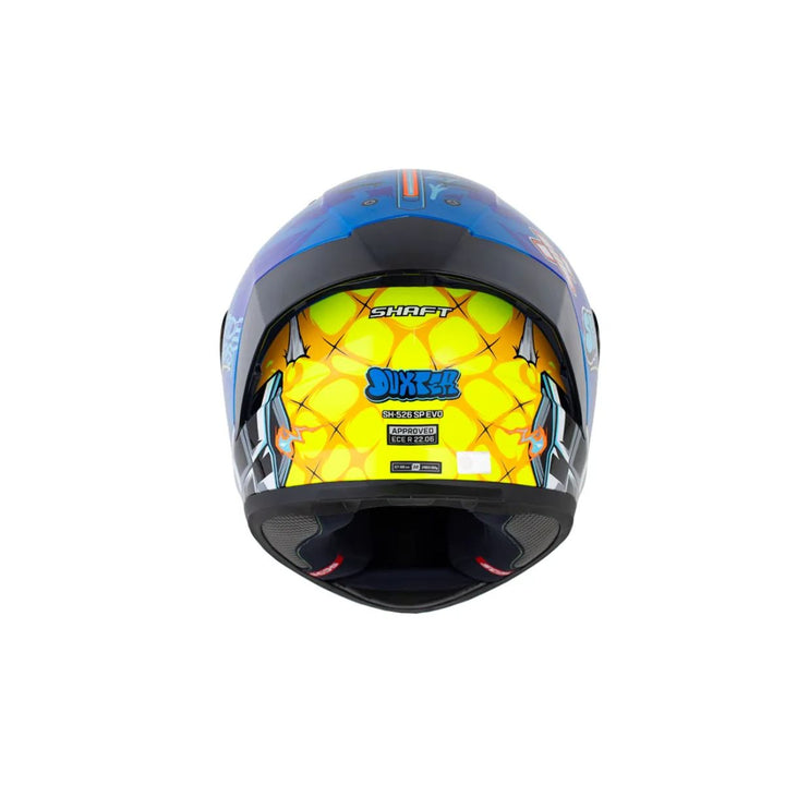 CASCO INT SHAFT 526 EVO DUXTER AMARILLO NARANJA BRILLO AZUL VISOR SMOKE CLARO IRIDIUM AZUL