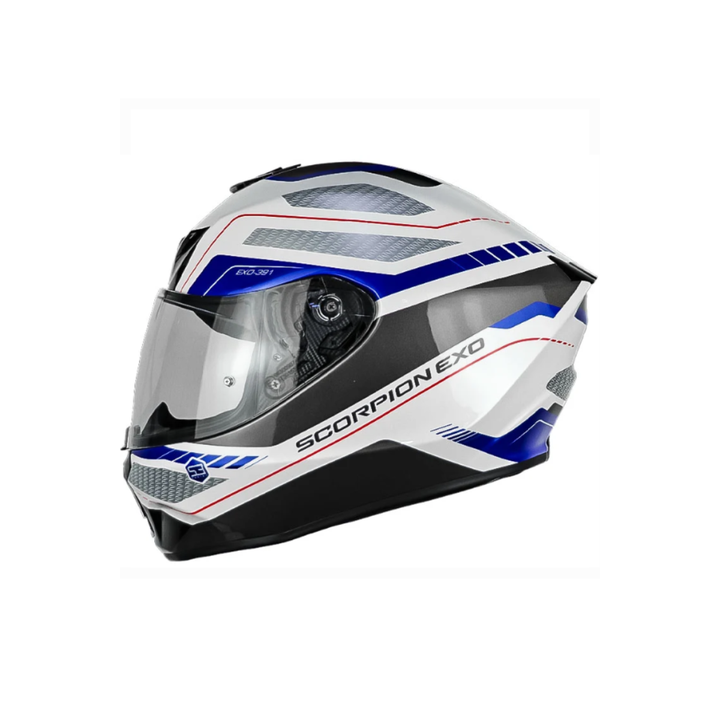 CASCO SCORPION EXO-391 LEO BLANCO AZUL