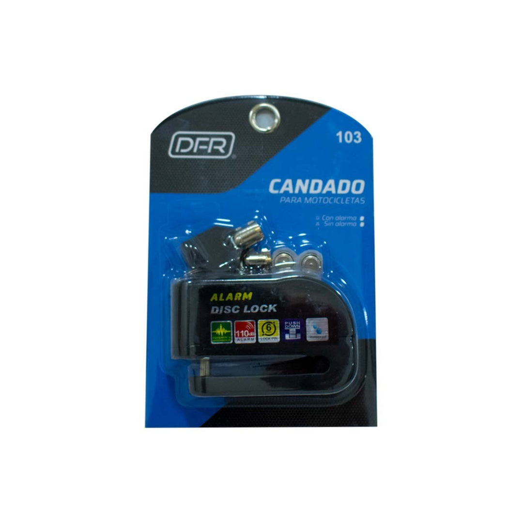 CANDADO DFR DISCO ALARMA PEQUEÑO 103 NEGRO