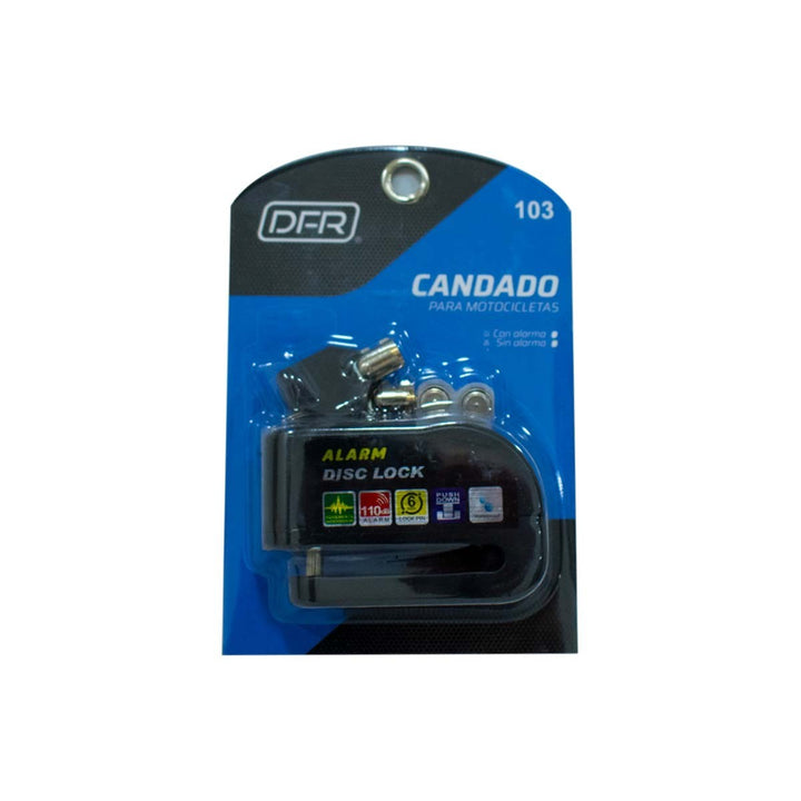 CANDADO DFR DISCO ALARMA PEQUEÑO 103 NEGRO