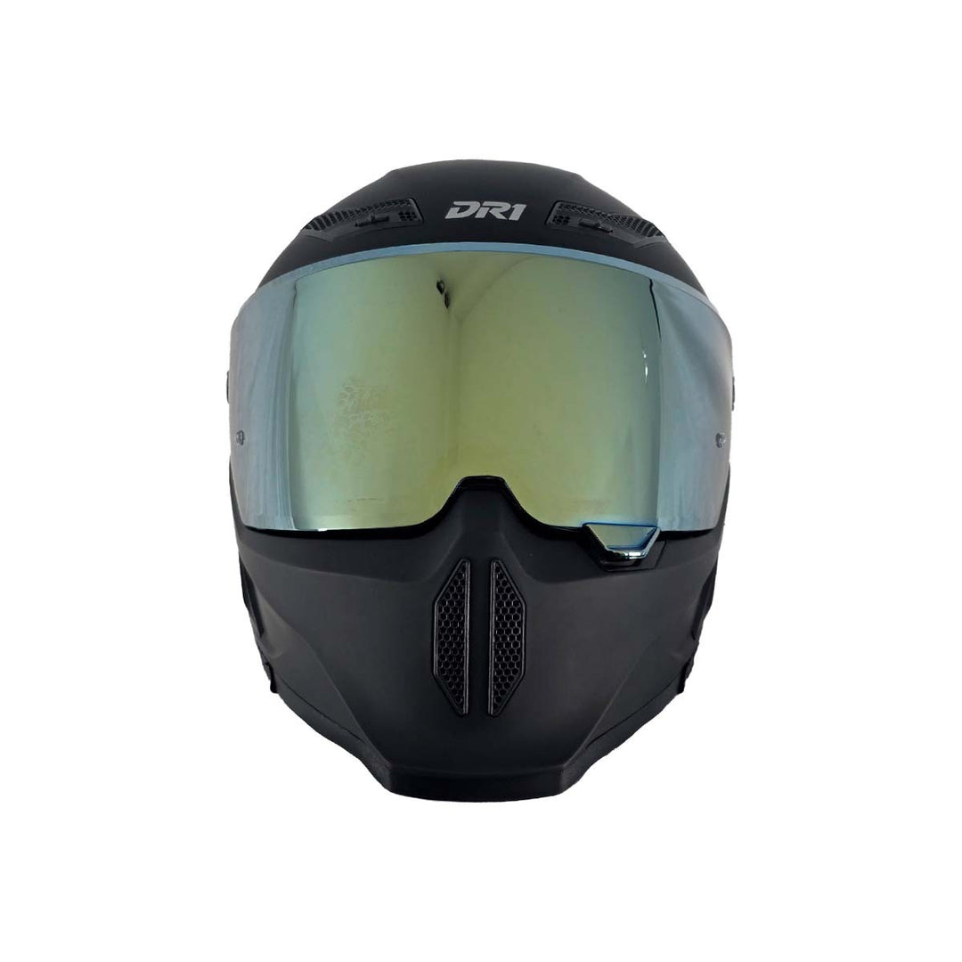 Casco Integral Dr1 K666 Solid Negro Mate Sp Dorado