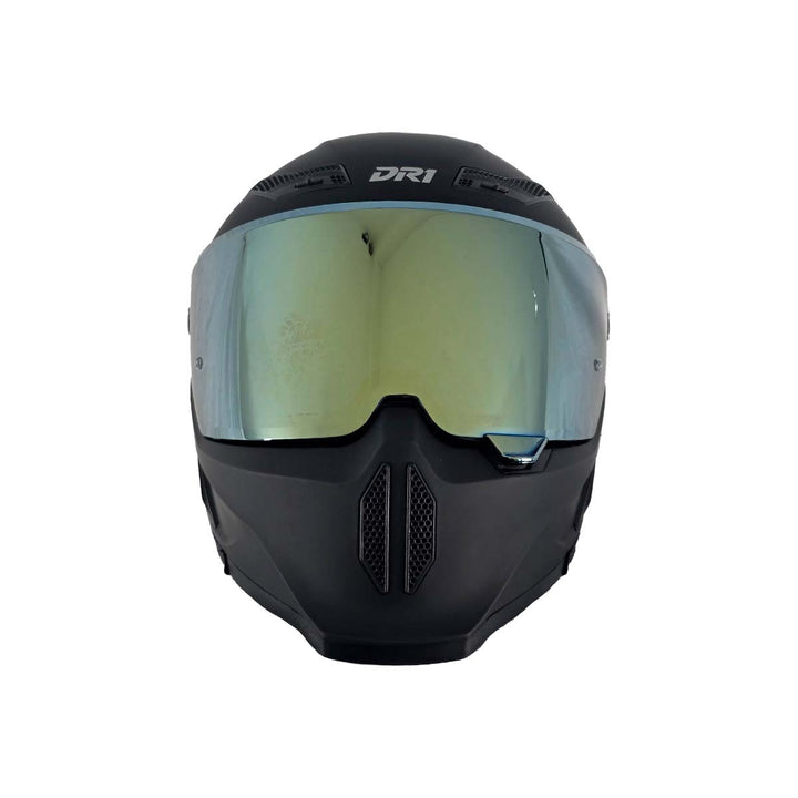 Casco Integral Dr1 K666 Solid Negro Mate Sp Dorado
