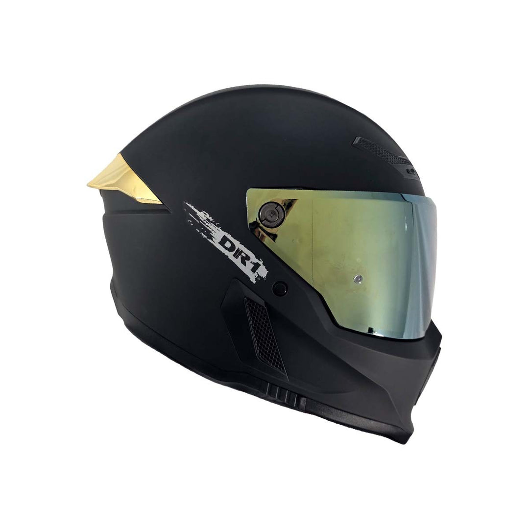 Casco Integral Dr1 K666 Solid Negro Mate Sp Dorado