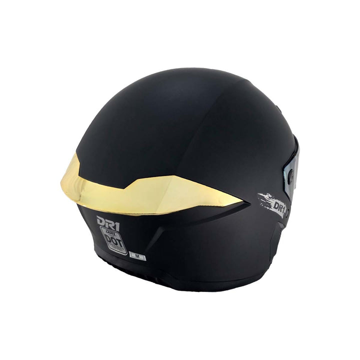 Casco Integral Dr1 K666 Solid Negro Mate Sp Dorado