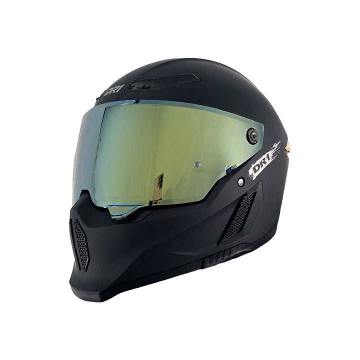 Casco Integral Dr1 K666 Solid Negro Mate Sp Dorado