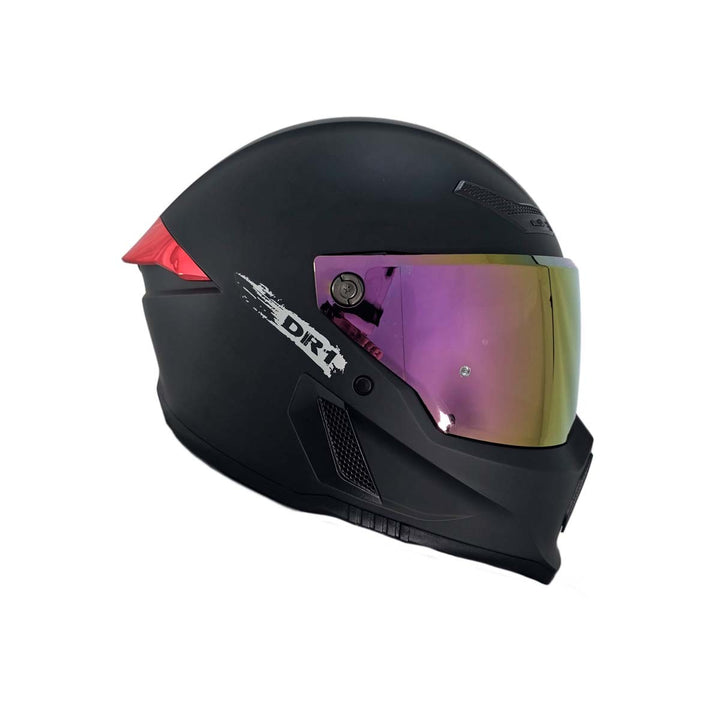 Casco Integral Dr1 K666 Solid Negro Mate Sp Rojo