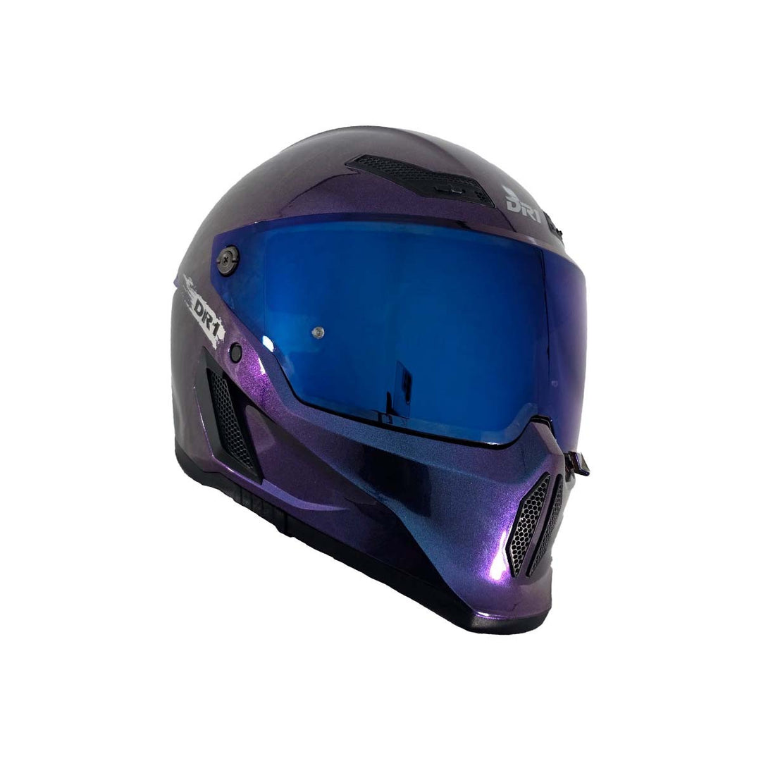 Casco Integral Dr1 K666 Solid Azul Camaleon Sp Morado