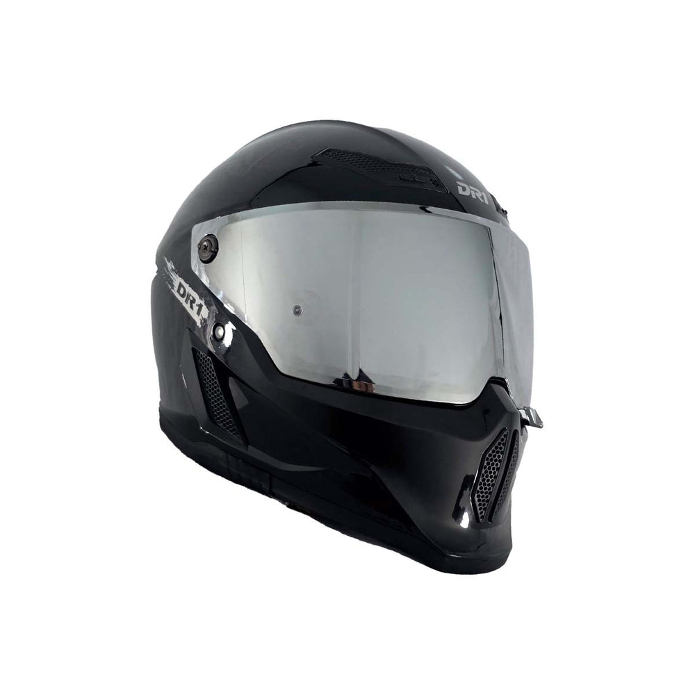 Casco Integral Dr1 K666 Solid Negro Perla Brillante Sp Plata
