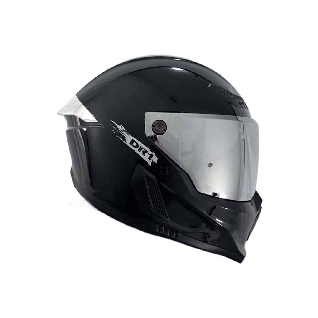 Casco Integral Dr1 K666 Solid Negro Perla Brillante Sp Plata