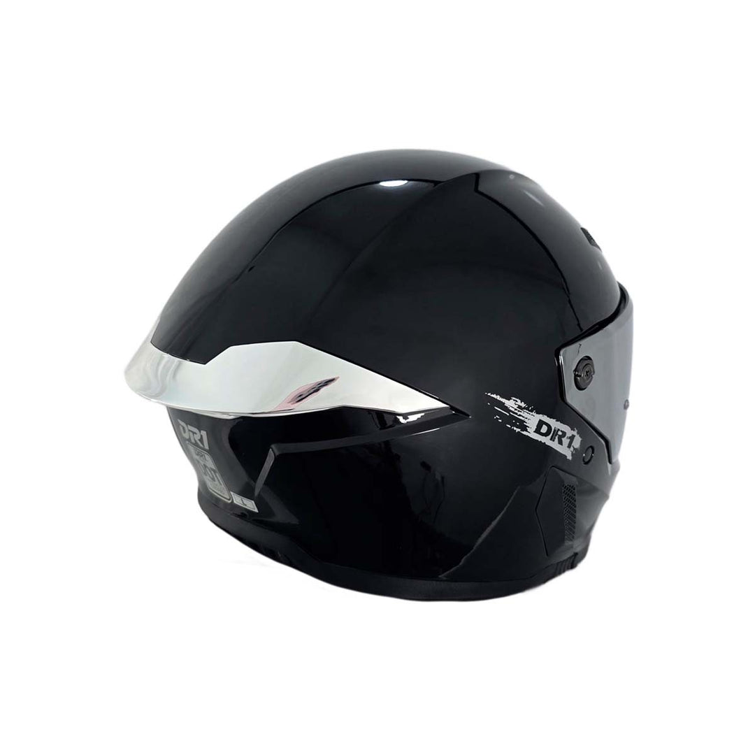 Casco Integral Dr1 K666 Solid Negro Perla Brillante Sp Plata
