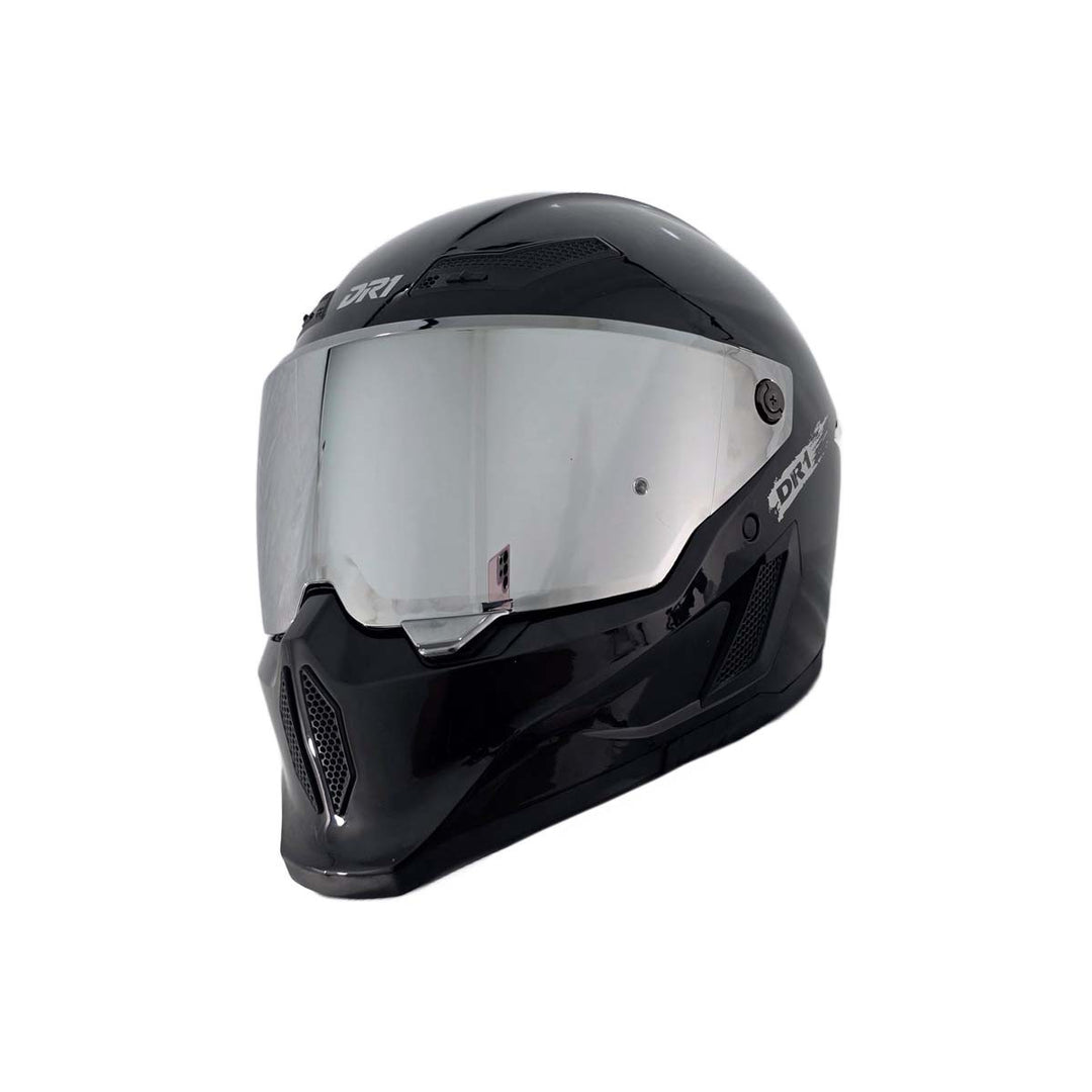 Casco Integral Dr1 K666 Solid Negro Perla Brillante Sp Plata