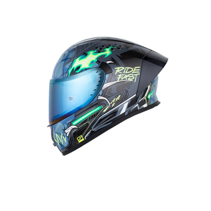 CASCO INT SHAFT 526 EVO DUXTER AZUL OSCURO BRILLO GRIS OSCURO VISOR SMOKE CLARO IRIDIUM AZUL