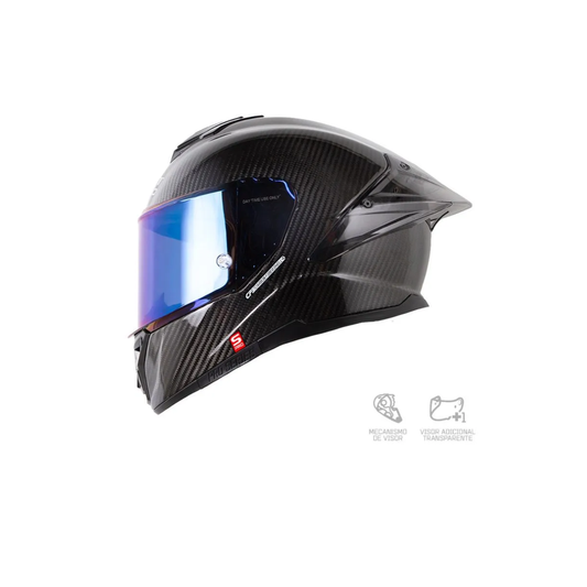 CASCO INT SHAFT PRO 620C EVO SOLID 3K NEGRO BRILLO CARBONO SL VISOR SMOKE CLARO IRIDIUM AZUL