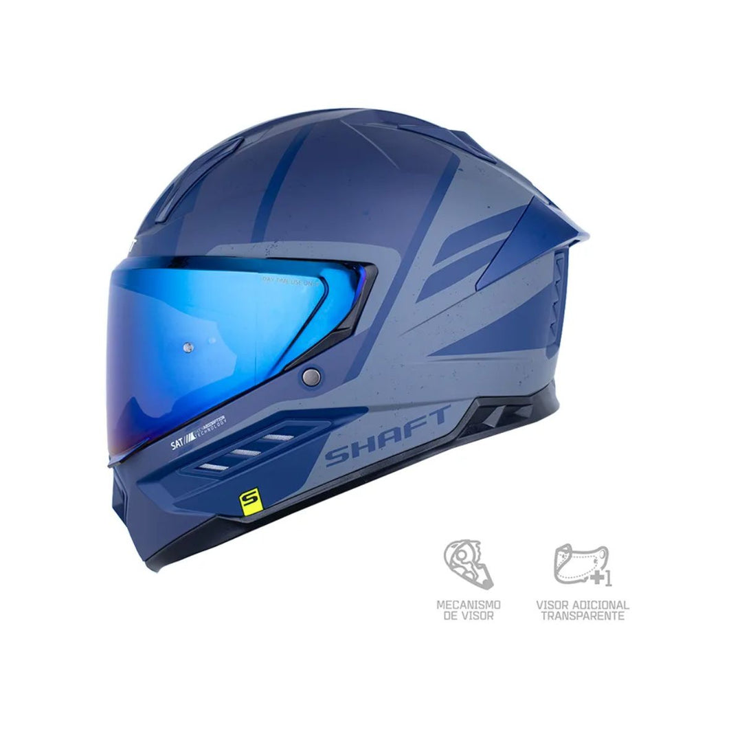 CASCO INT SHAFT 595 JOUK AZUL OSCURO MATE GRIS OSCURO VISOR SMOK CLARO IRIDIUM AZUL