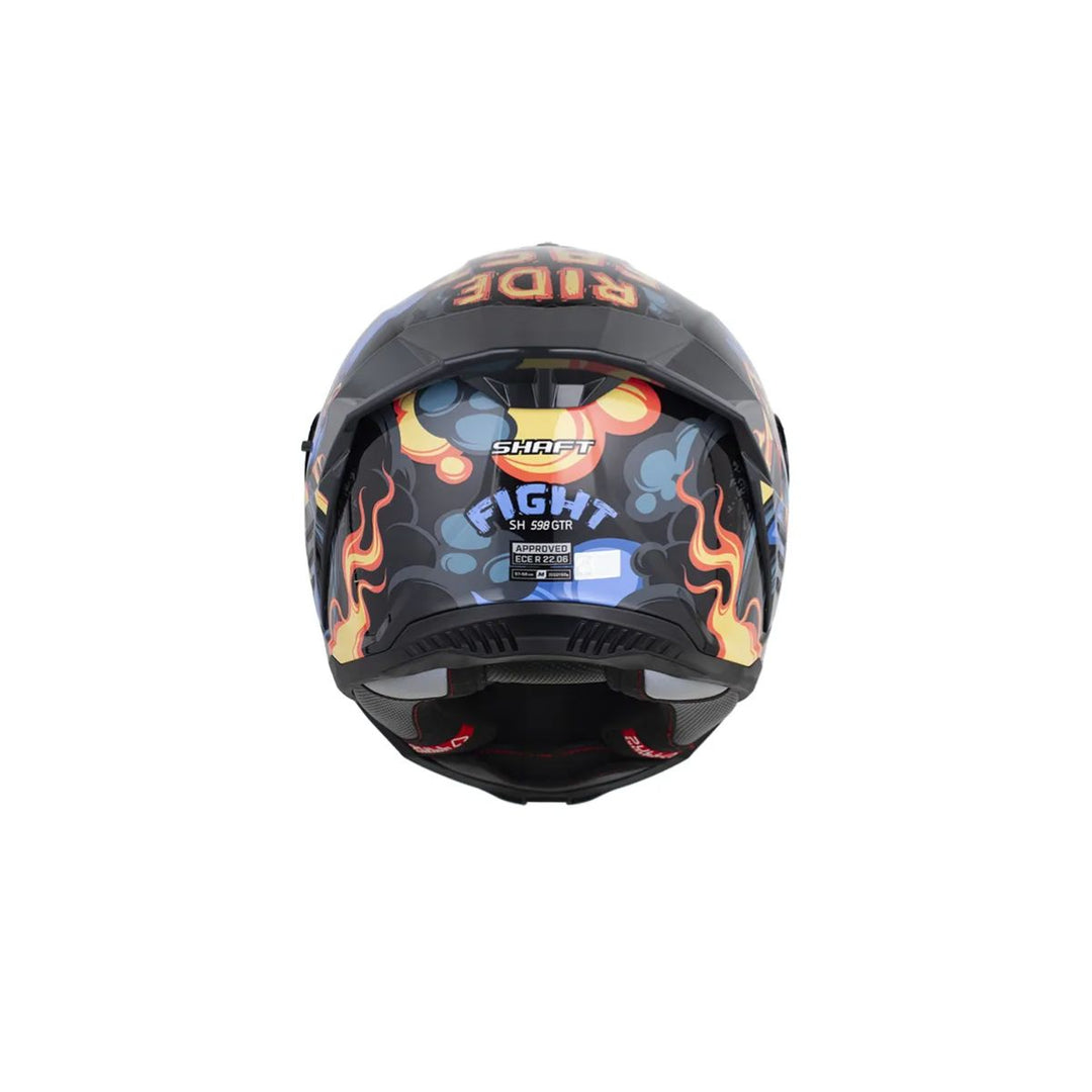 CASCO INT SHAFT 598GTR FIGHT NEGRO BRILLO AZUL VISOR SMOKE CLARO IRIDIUM ROJO