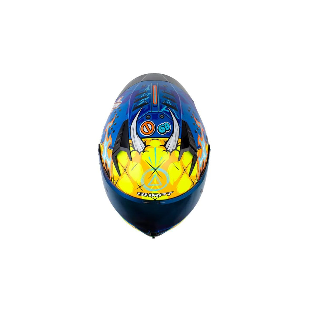 CASCO INT SHAFT 526 EVO DUXTER AMARILLO NARANJA BRILLO AZUL VISOR SMOKE CLARO IRIDIUM AZUL