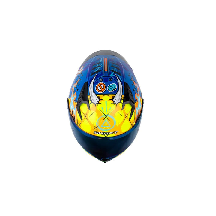 CASCO INT SHAFT 526 EVO DUXTER AMARILLO NARANJA BRILLO AZUL VISOR SMOKE CLARO IRIDIUM AZUL