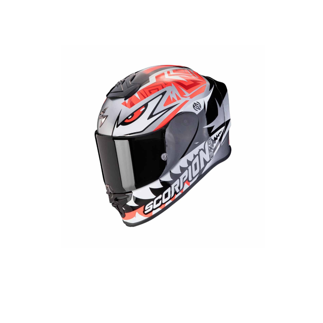 CASCO SCORPION EXO  EVO AIR ZACCON SILVER NEGRO ROJO