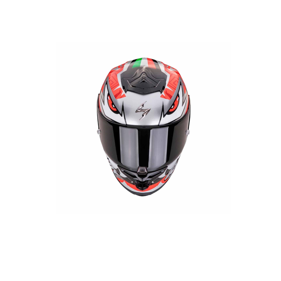 CASCO SCORPION EXO  EVO AIR ZACCON SILVER NEGRO ROJO