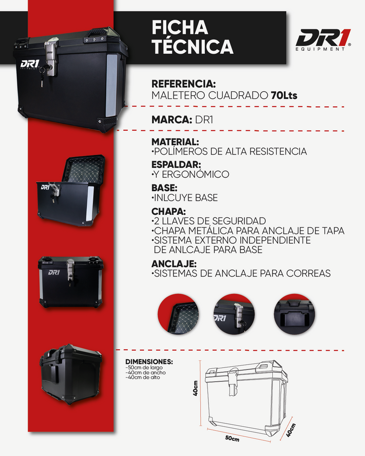 MALETERO CUADRADO DR1 70 LT BLACK