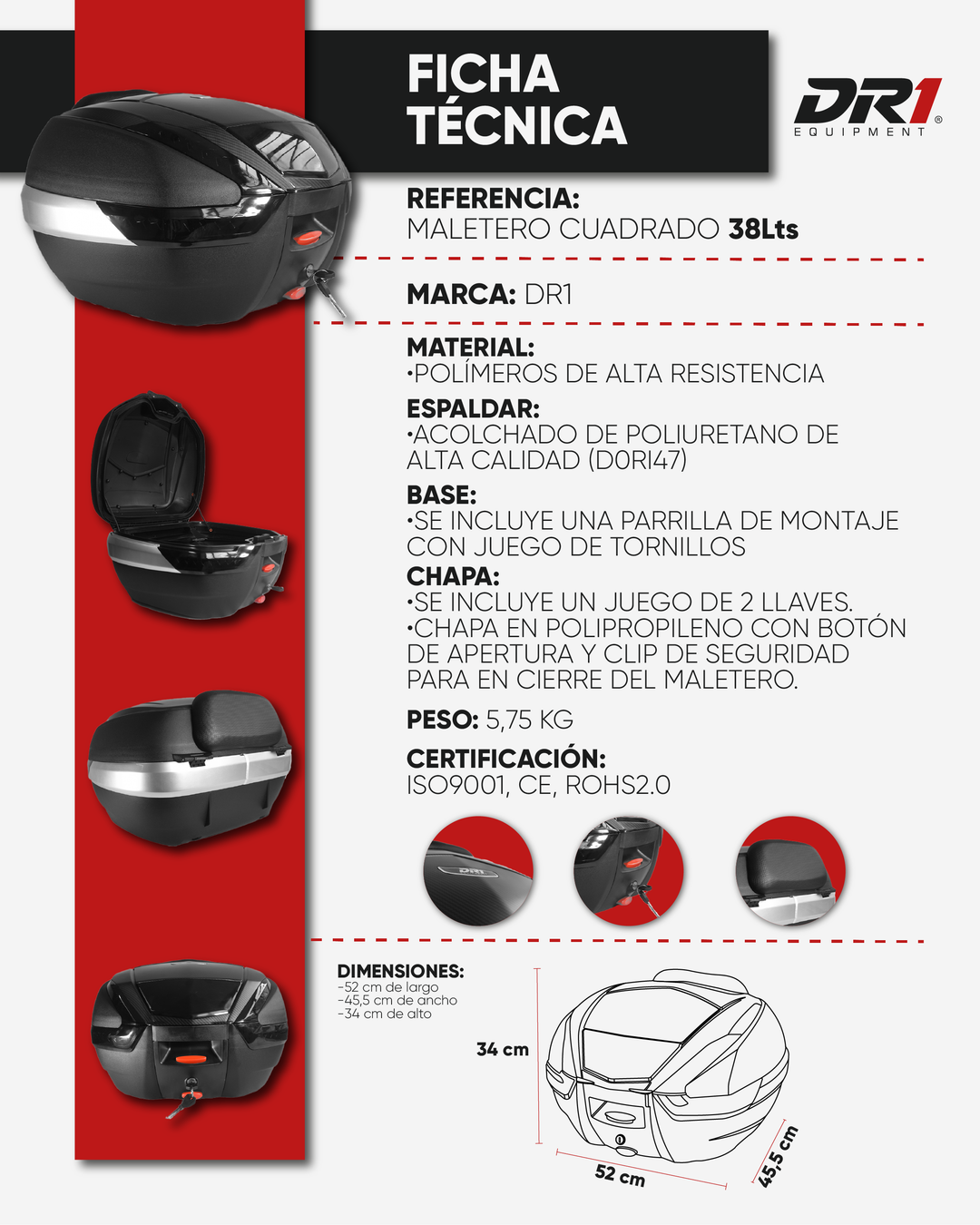 MALETERO DR1 38 LT BLACK