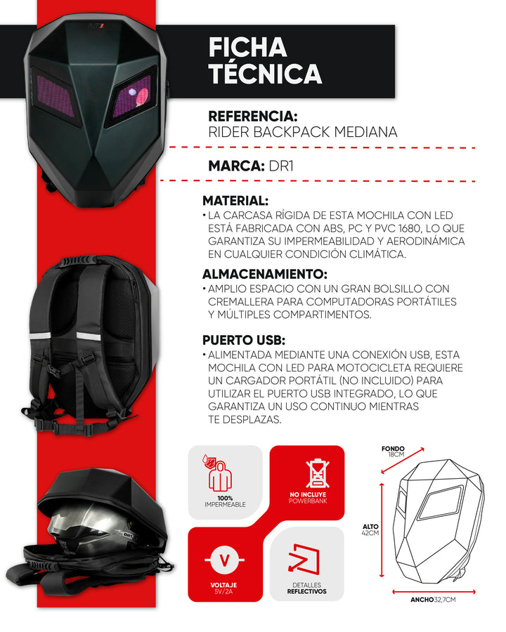 MALETA LED KNIGHT BACKPACK MEDIANA REF: 02