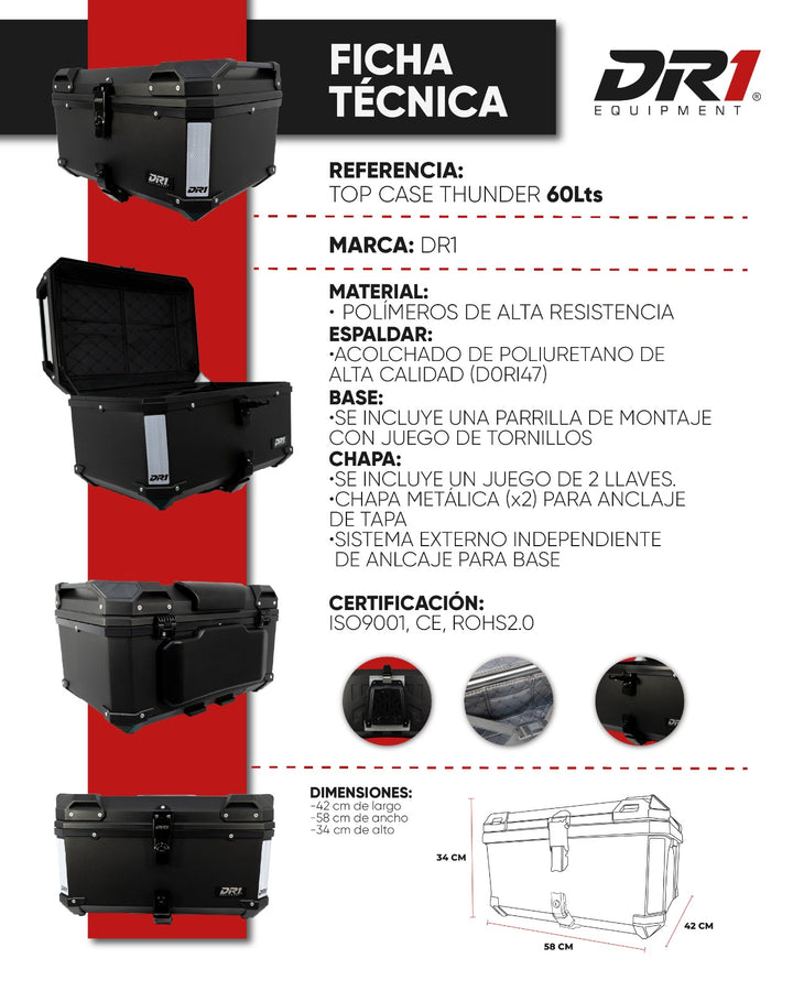 MALETERO DR1 TOP CASE THUNDER 60 LT