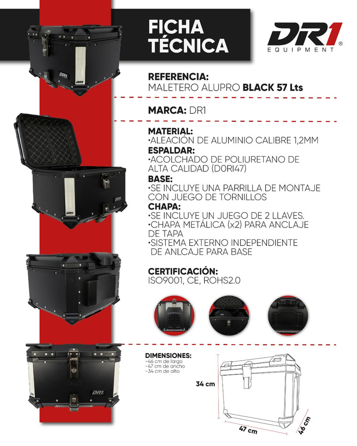 MALETERO DR1 ALUPRO 57 LT BLACK